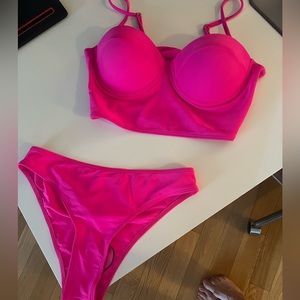 3-pieces bikini with tule skirt, bright and flattering color